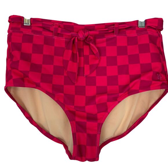 Albion Magenta Check Olivia Top & High Waisted Tie Bottoms - Picture 3 of 10